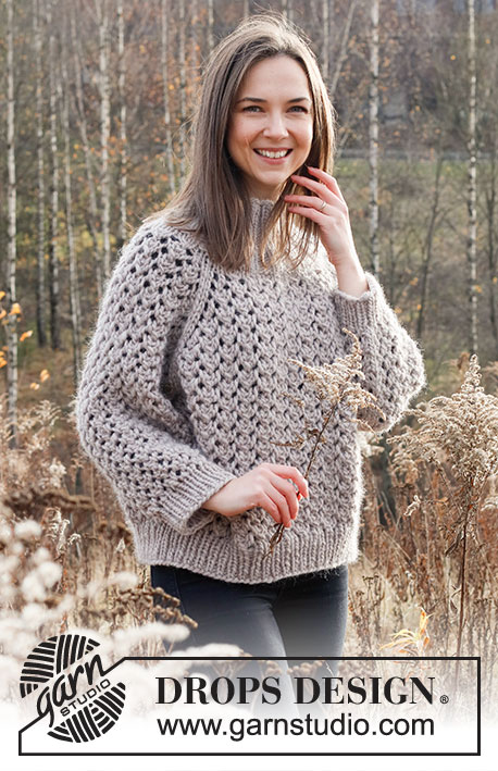 Rocky Shores Sweater / DROPS 226-29 - Knitted sweater in DROPS Snow or DROPS Wish. The piece is worked top down with raglan and lace pattern. Sizes S - XXXL.
