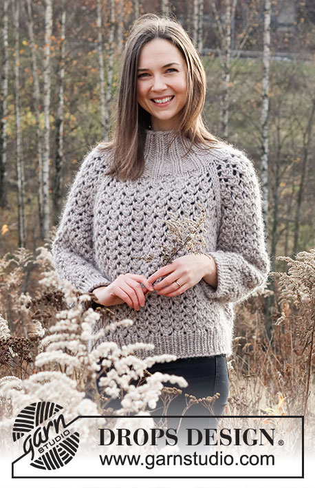 Rocky Shores Sweater / DROPS 226-29 - Knitted sweater in DROPS Snow or DROPS Wish. The piece is worked top down with raglan and lace pattern. Sizes S - XXXL.