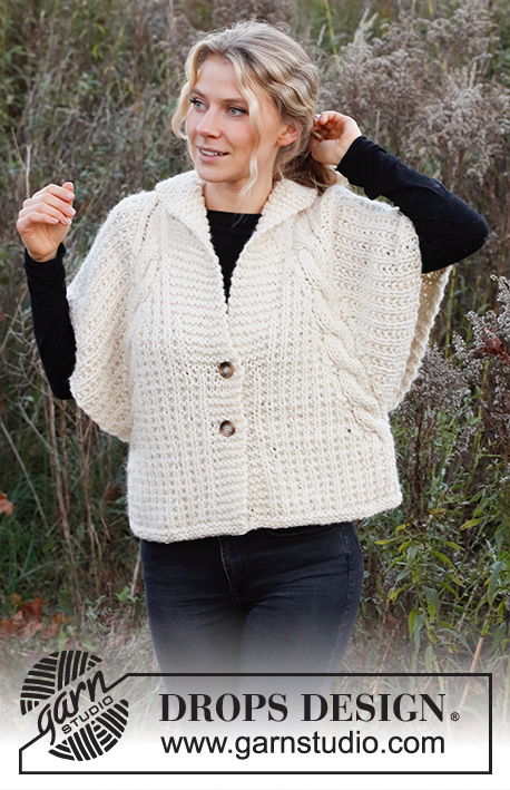 Angelina / DROPS 226-32 - Knitted jacket in DROPS Andes. The piece is worked with textured pattern, cables and raglan. Sizes XS - XXL.