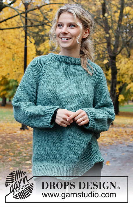 Water Point Sweater / DROPS 226-43 - Knitted sweater in DROPS Andes. Piece is knitted top down with raglan and vents in the sides. Size XS – XXL