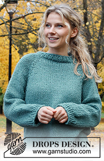 Water Point Sweater / DROPS 226-43 - Knitted sweater in DROPS Andes. Piece is knitted top down with raglan and vents in the sides. Size XS – XXL