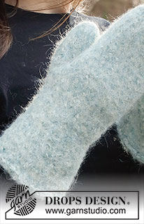 Smooth Ice / DROPS 226-52 - Knitted and felted mittens in 2 strands DROPS Alpaca.