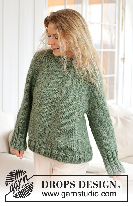 Monteverde / DROPS 226-61 - Knitted sweater in DROPS Wish or DROPS Snow and DROPS Kid-Silk. The piece is worked top down with round yoke, double neck and ribbed edges. Sizes S - XXXL.