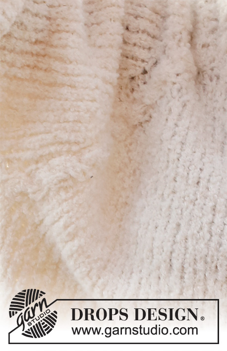 Snow Patches / DROPS 227-21 - Gilet tricoté de haut en bas avec emmanchures raglan, torsades et fentes sur les côtés, avec 2 fils DROPS Alpaca Bouclé. Du S au XXXL