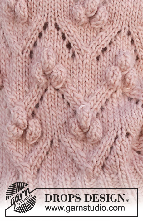 Rosé Bubbles / DROPS 227-24 - Strikket bluse i DROPS Snow eller DROPS Wish. Arbejdet strikkes oppefra og ned med raglan og hulmønster. Størrelse S - XXXL.