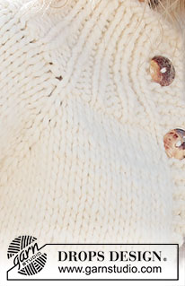 Snow Bird / DROPS 227-26 - Casaco tricotado de cima para baixo com cavas raglan, em DROPS Polaris. Do S ao XXXL.