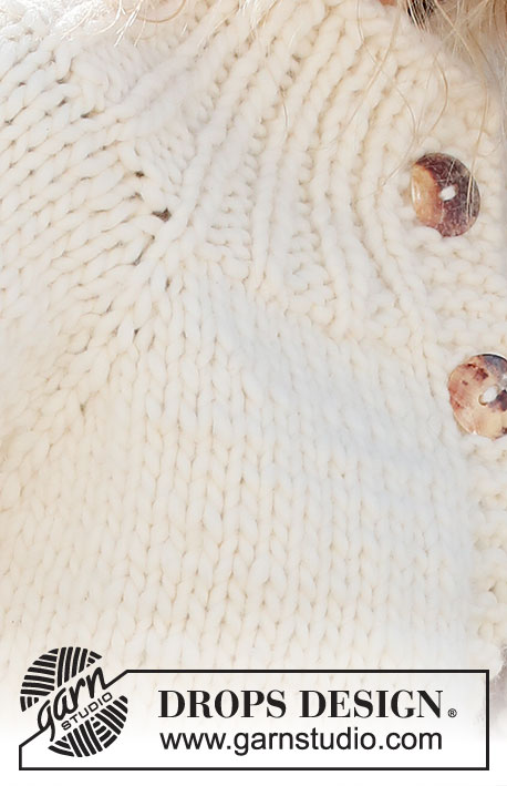 Snow Bird / DROPS 227-26 - Rozpinany sweter na drutach przerabiany od góry do dołu z reglanowymi rękawami, z włóczki DROPS Polaris. Od S do XXXL.