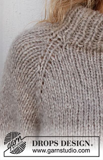 Almond Breeze / DROPS 227-33 - Knitted jumper in 1 strand DROPS Wish or 2 strands DROPS Air. The piece is worked top down with raglan and double neck. Sizes S - XXXL.