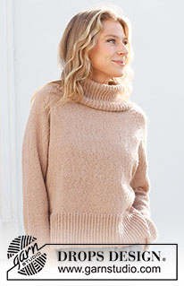 Chill Chaser Sweater / DROPS 227-35 - Knitted jumper in DROPS Alpaca or DROPS BabyMerino. The piece is worked top down with double neck, raglan and split in the sides. Sizes S - XXXL.