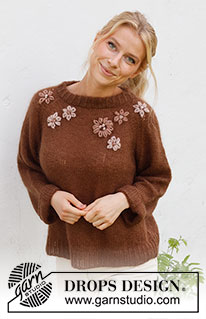 Fall Bouquet / DROPS 227-48 - Knitted jumper in 1 strand DROPS Brushed Alpaca Silk or 2 strands DROPS Kid-Silk. The piece is worked top down with raglan, embroidered flowers with French knots. Sizes S - XXXL.