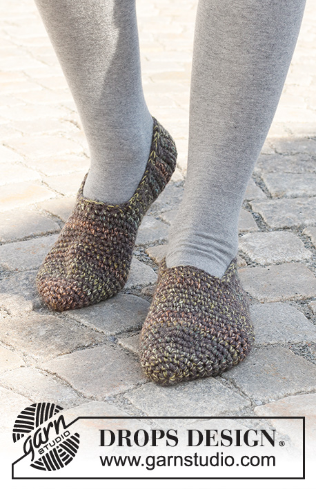 Leapen Lava / DROPS 227-60 - Crocheted slippers in double crochets in DROPS Fabel and DROPS Alaska. Size 35 - 43