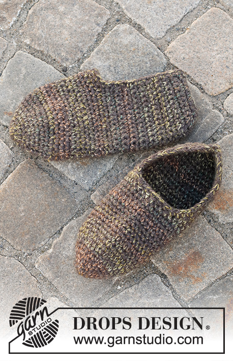Leapen Lava / DROPS 227-60 - Crocheted slippers in single crochets in DROPS Fabel and DROPS Alaska. Size 35 – 43 = US 4 1/2 – 12 1/2