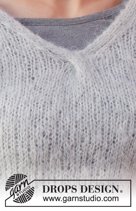 River Hill Sweater / DROPS 228-11 - Sweter na drutach włóczką DROPS Melody, z dekoltem-V i warkoczami. Od S do XXXL.