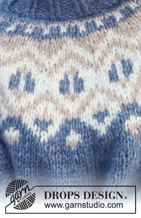 North Gate Sweater / DROPS 228-14 - Strikket genser i DROPS Wish. Arbeidet strikkes ovenfra og ned med rundfelling, flerfarget mønster og høy hals. Størrelse S - XXXL.
