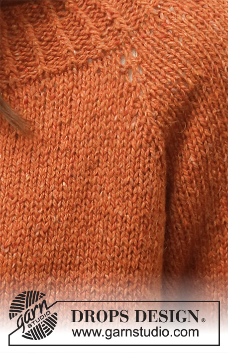 Warm My Heart / DROPS 228-18 - Gebreide trui in DROPS Soft Tweed. Het werk wordt van boven naar beneden gebreid met raglan, split in de zijkanten en randen in boordsteek. Maten XS - XXL.