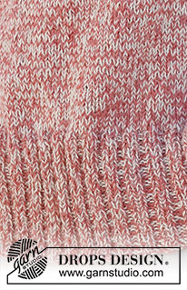 Frosted Cranberries Sweater / DROPS 228-27 - Pull tricoté de haut en bas avec empiècement arrondi et bordures en côtes, avec 2 fils DROPS Alpaca. Du XS au XXL.