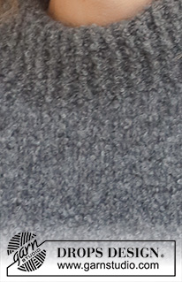 Tabby Cat / DROPS 228-31 - Pull sans manches tricoté en DROPS Alpaca Bouclé et DROPS Kid-Silk. Se tricote avec col doublé, fentes côtés et bordure en côtes. Du XS au XXL.