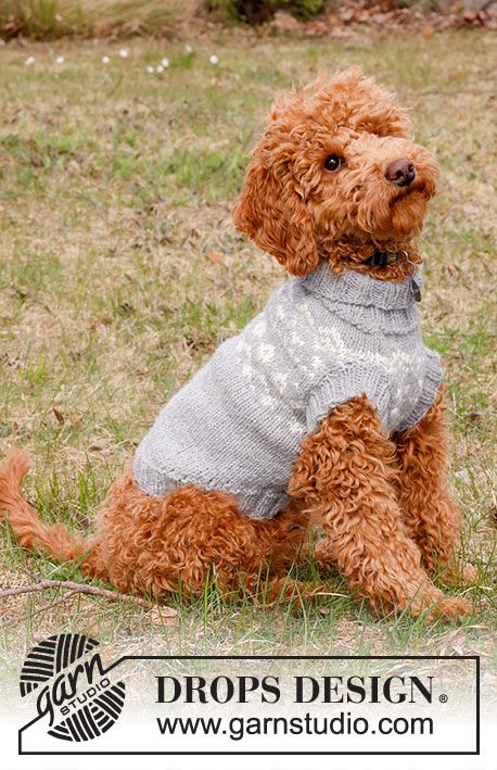 Atlanterhavsveien / DROPS 228-53 - Knitted sweater for dogs with Nordic pattern in DROPS Alaska. Sizes XS - M.