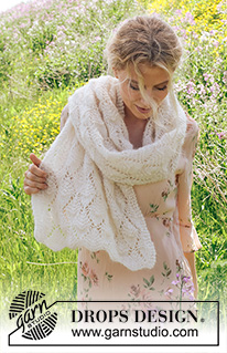 Just a Whisper / DROPS 229-10 - Estola tricotada em ponto rendado, em DROPS Brushed Alpaca Silk.