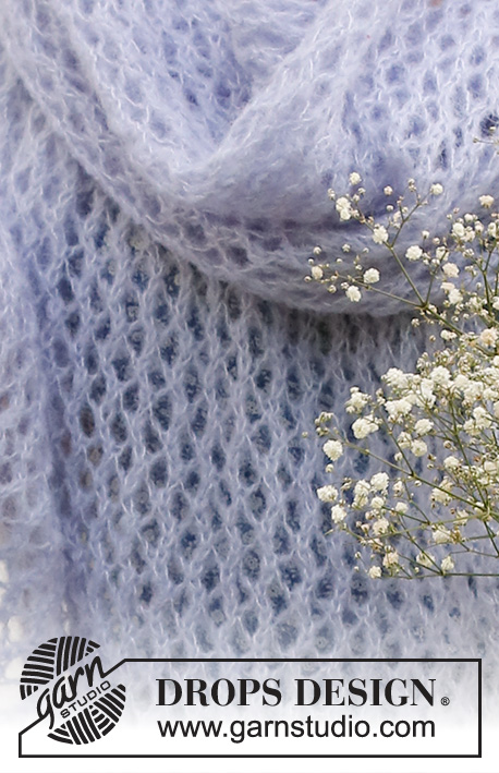 Spring Catch / DROPS 229-12 - Étole / écharpe tricotée en point ajouré, en DROPS Brushed Alpaca Silk.