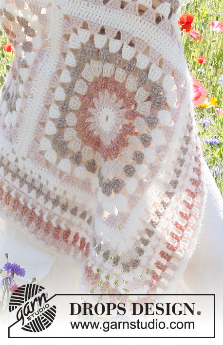 Grandma’s Hugs / DROPS 229-5 - Crocheted blanket with squares in DROPS Air.