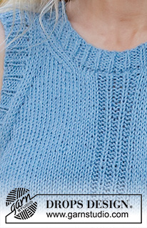 River Blue Trail / DROPS 230-28 - Knitted top/singlet in DROPS Paris. Piece is knitted bottom up with stocking stitch and rib. Size XS – XXL.