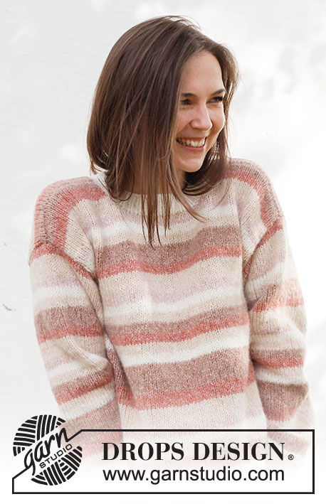 Mars Sunrise Jumper / DROPS 232-21 - Knitted jumper in DROPS Air. The piece is worked bottom up with stripes. Sizes S - XXXL.