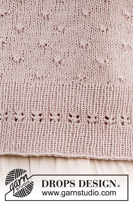 Open Windows / DROPS 232-43 - Knitted sweater in DROPS Belle or DROPS Daisy. Piece is knitted top down in stockinette stitch with saddle shoulders and bobbles. Size: S - XXXL