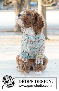 Winter Awakens / DROPS 233-18 - Gebreide trui voor honden in 2 draden DROPS Fabel. Het werk wordt gebreid in boordsteek. Maten XS - M.