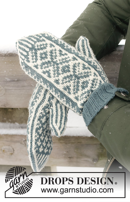 Clapping Elves / DROPS 233-20 - Pánské rukavice - palčáky s norským vzorem pletené z příze DROPS Merino Extra Fine. Motiv: Vánoce