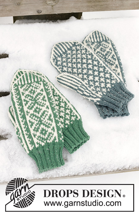 Clapping Elves / DROPS 233-20 - Mitenes tricotadas para homem com jacquard norueguês em DROPS Merino Extra Fine. Tema: Natal