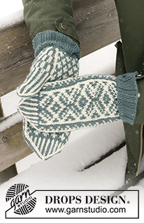 Clapping Elves / DROPS 233-20 - Pánské rukavice - palčáky s norským vzorem pletené z příze DROPS Merino Extra Fine. Motiv: Vánoce