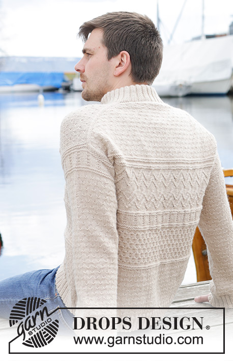 Variety / DROPS 233-24 - Knitted jumper for men in DROPS Lima or DROPS Karisma. The piece is worked top down, with European/diagonal shoulders, relief pattern and double neck. 
Sizes S - XXXL.
