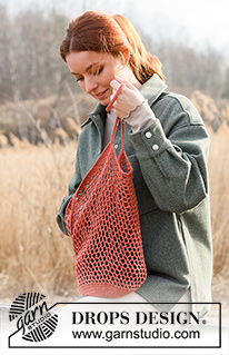 Open Market / DROPS 234-1 - Crocheted bag / shopping net in DROPS Safran. The piece is worked bottom up.