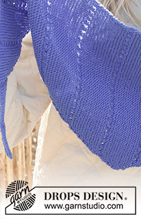 Blue Beauty / DROPS 234-10 - DROPS BabyMerino lõngast põikipidi kootud ripskoes ja pitsmustriga kolmnurkne sall / rätik