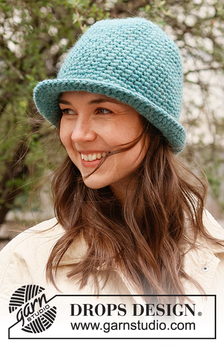 Forest Shade Hat / DROPS 234-16 - Crocheted hat in DROPS Snow. The piece is worked top down in single crochets. Sizes S - L.