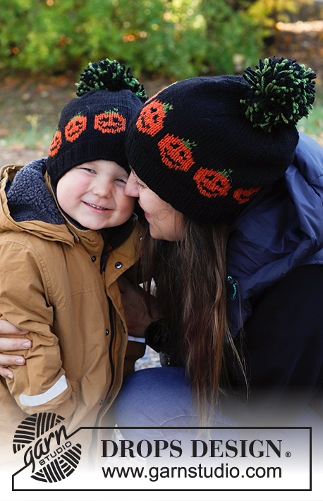 Pumpkin Bits Hat / DROPS 234-72 - Knitted hat with pumpkin in DROPS Nepal. For women sizes S-XL. Theme: Halloween.