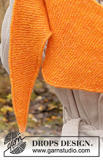 Cantaloupe Shawl / DROPS 234-79 - Šátek pletený kolmo, napříč vroubkovým vzorem z příze DROPS Air.