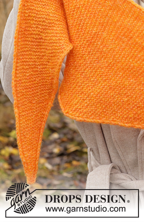 Cantaloupe Shawl / DROPS 234-79 - Xaile tricotado em ponto jarreteira, de um lado ao outro, em DROPS Air.