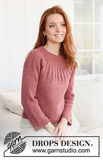 Morning Hush / DROPS 235-11 - Knitted sweater in DROPS Alpaca. Piece is knitted top down with double knitted neck edge, round yoke and relief pattern on yoke. Size: S - XXXL