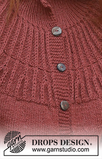 Autumn Cardinal Cardigan / DROPS 235-23 - Casaco tricotado de cima para baixo com encaixe arredondado e canelado inglês, em DROPS Lima. Do S ao XXXL.