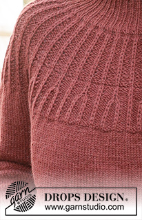 Autumn Cardinal / DROPS 235-24 - Strikket bluse i DROPS Lima. Arbejdet strikkes oppefra og ned med rundt bærestykke og patentmasker. Størrelse S - XXXL.