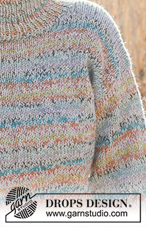 Confetti Sprinkles / DROPS 235-28 - Knitted sweater in 2 strands DROPS Fabel. Piece is knitted bottom up in stockinette stitch with high collar. Size XS – XXL.