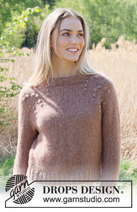 Winter Berry / DROPS 235-30 - Knitted sweater in DROPS Air. The piece is worked top down, with raglan and bobbles. Sizes S - XXXL.