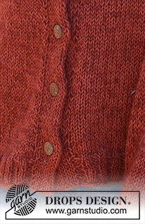 Crimson Moon Cardigan / DROPS 235-31 - Casaco oversize tricotado de baixo para cima em DROPS Nord e DROPS Kid-Silk. Tricota-se em ponto meia com as orlas das frentes em ponto meia duplo. Do S ao XXXL
