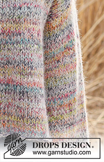 Sparkling Sunrise / DROPS 235-36 - Knitted basic sweater in 1 strand DROPS Brushed Alpaca Silk and 2 strands DROPS Fabel. The piece is worked bottom up in stockinette stitch. Sizes XS - XXL.