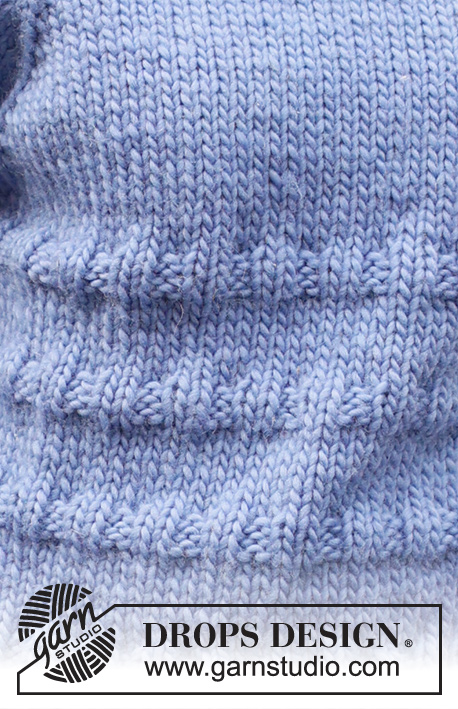 Blueberry Harvest / DROPS 236-19 - Raglánový pulovr s plastickým vzorem pletený shora dolů z příze DROPS Snow. Velikost S - XXXL.