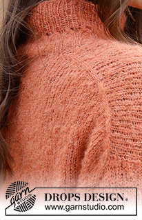 Marmalade / DROPS 236-23 - Stickad tröja i DROPS Brushed Alpaca Silk. Arbetet stickas uppifrån och ner i slätstickning, med europeisk axel / sned axel. Storlek S - XXXL.