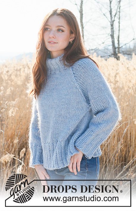 Clear Winter Sky / DROPS 236-24 - Knitted jumper in DROPS Snow. The piece is worked bottom up in stocking stitch with raglan. Sizes S - XXXL.