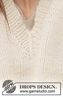 Country Cream / DROPS 236-35 - Knitted sweater in 1 strand DROPS kid-Silk and 1 strand DROPS Big Merino / 1 strand DROPS Alaska. Piece is knitted bottom up, in stockinette stitch with V-neck. Size XS – XXL.